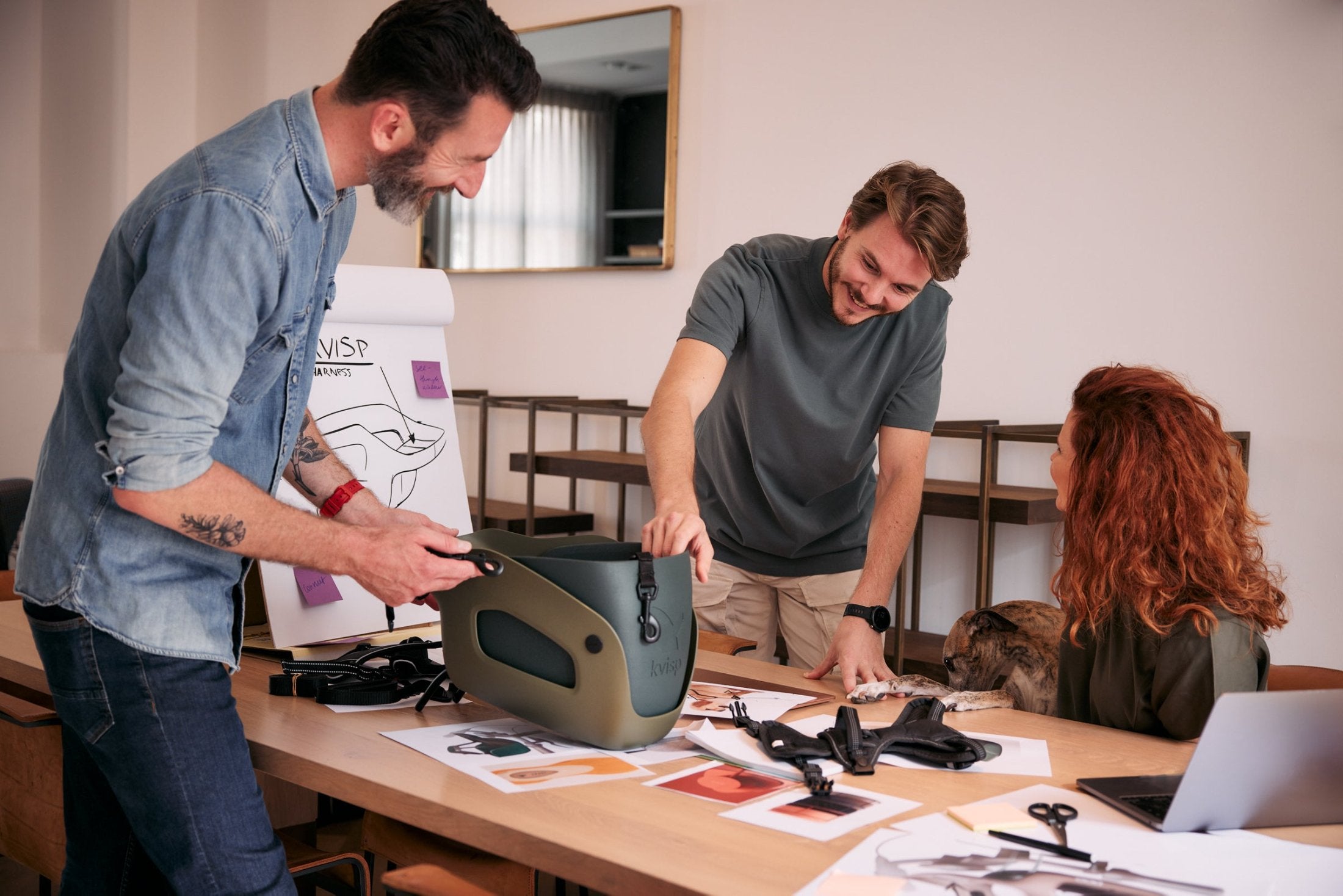 The Kvisp team designing the best bike carrier for dogs